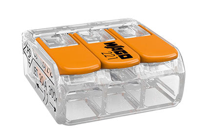 Wago 221 Lever Type 3-Way Splicing Connector 0.14-4Mm2