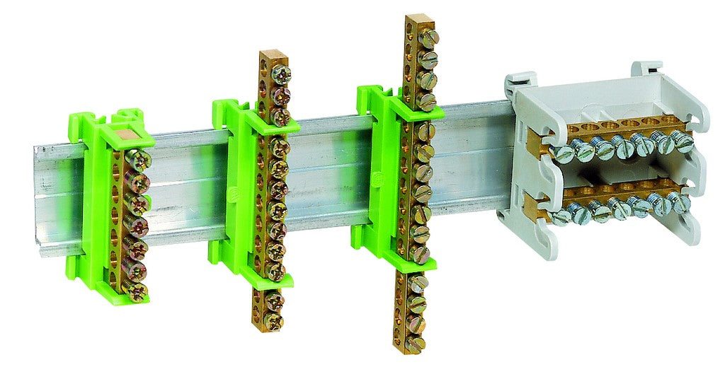 70A 7-Way Din Mount Terminal Strip Green