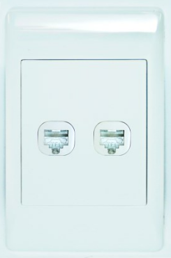2 X Cat6 Socket Outlet  2X4 C/W White Cover Plate