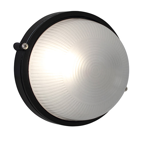 Round Small Plain B/Head 180Mm Black 1X60W