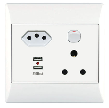 1X16A + 1 Euro + Usb Socket Outlet 4X4 With White Cover