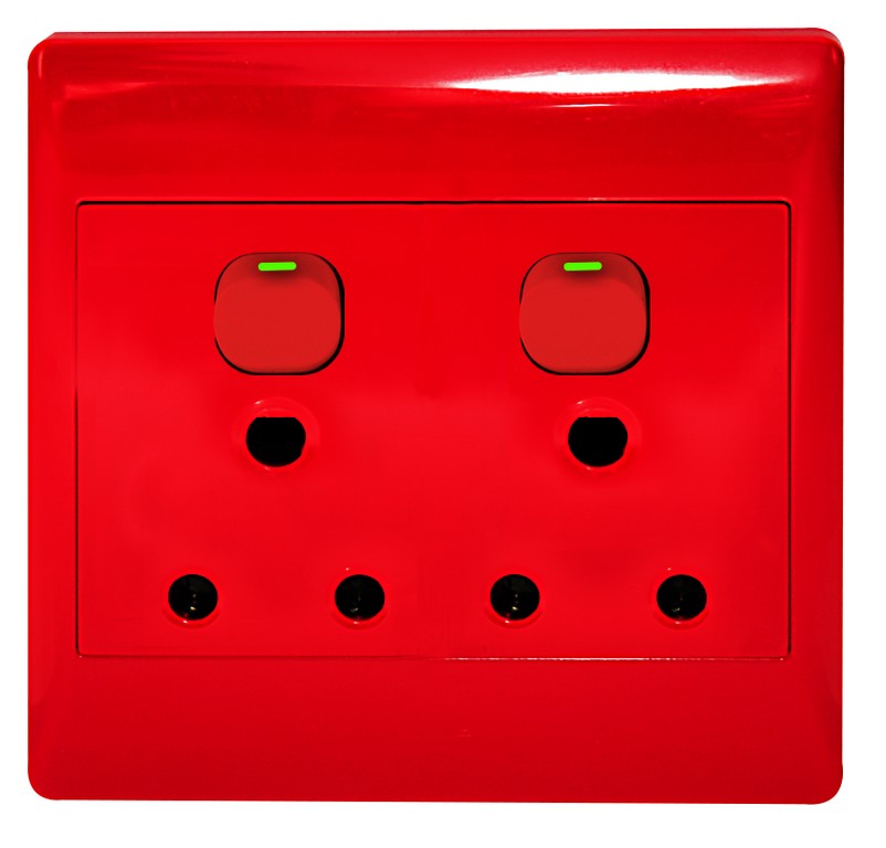 2X16A Dedicated Red Switched Socket Outlet 4X4 – STEP Building Supplies
