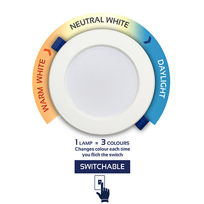 Switchable Led Round D/Light 15W 115Mm White