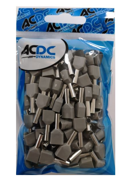 2.5Mm Grey Twin Bootlace Ferrules /100