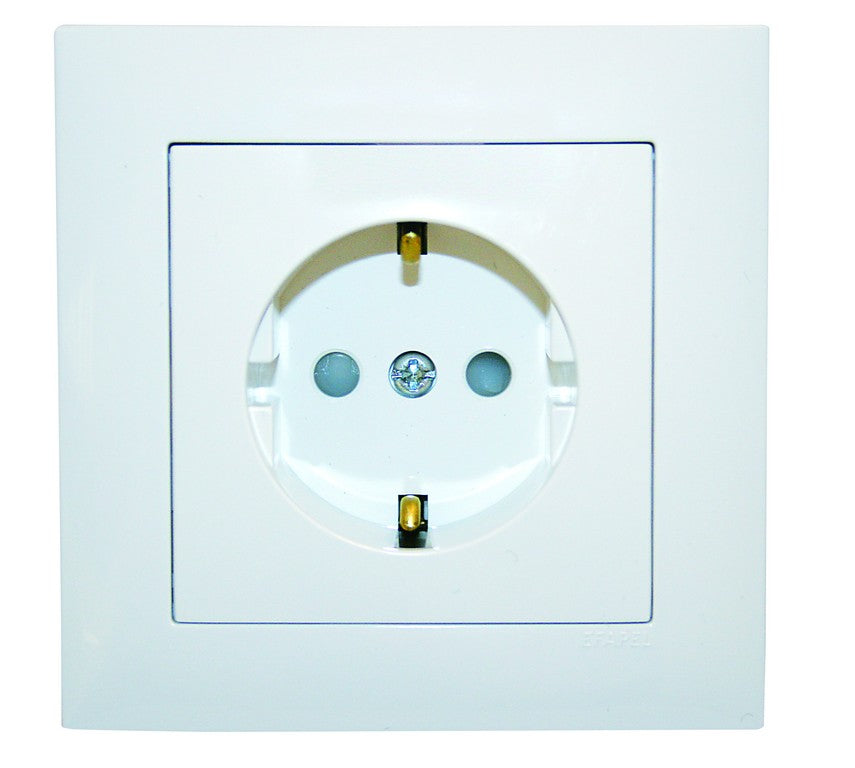Schuko Socket 16A White For 3X3 Box