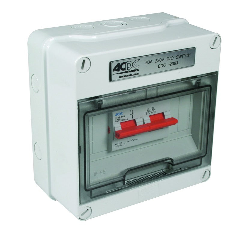 63A 2P Enclosed Change-Over Switch