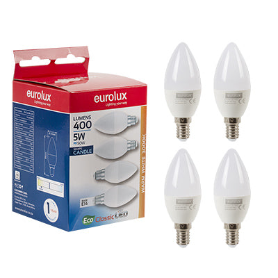 LED Candle E14 5w 3000K 4 Pack