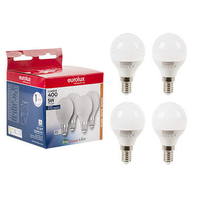 LED Golfball E14 5w 3000K 4 Pack