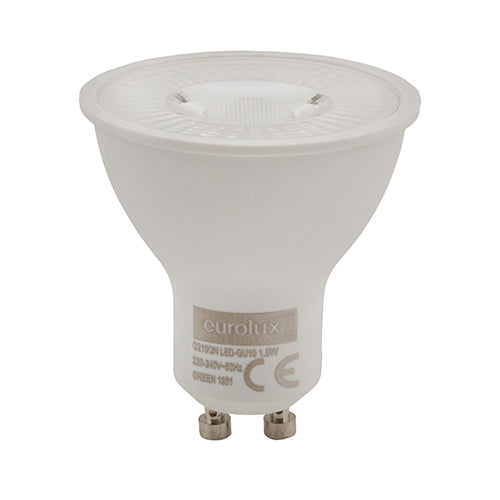 LED Coloured GU10 1.5w Green Blister