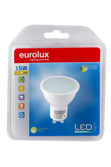 LED Coloured GU10 1.5w Yellow Blister