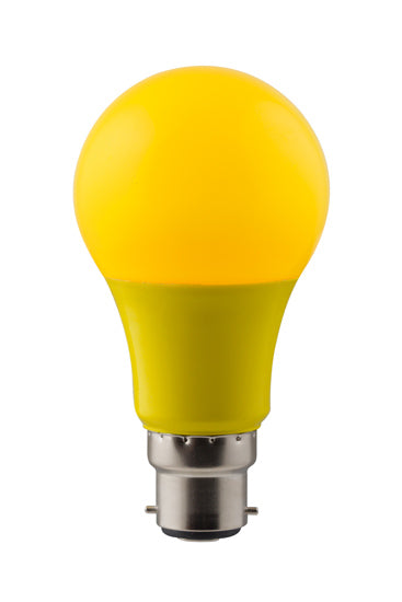 LED Coloured A60 Globe B22 7w Yellow