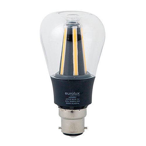 LED Black Apple B22 7w WW Dimmable
