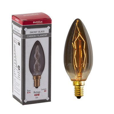 Smokey CB Filament ZigZag Candle E14 40w