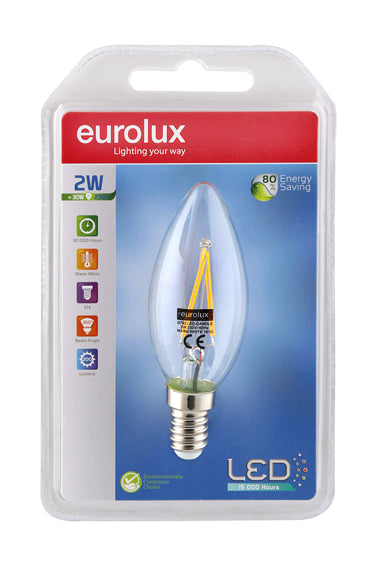 LED Filament Candle E14 2w Warm White