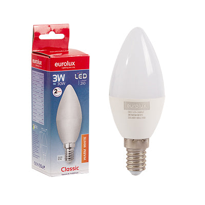 LED Plastic Candle E14 3w Warm White