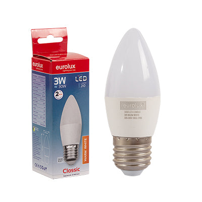 LED Plastic Candle E27 3w Warm White