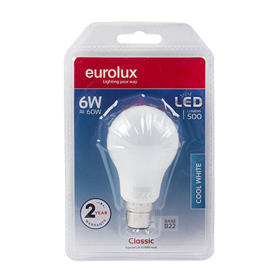 LED A60 Globe Opal B22 6w 4000K