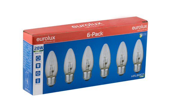 Halogen Candle E27 28w 6Pc