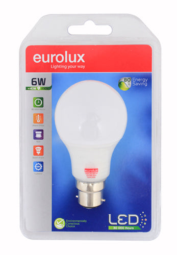 LED A50 Globe Opal B22 6w Warm White