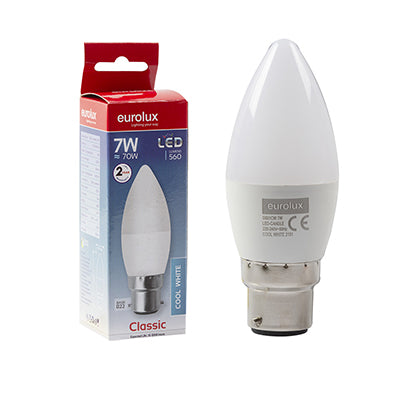 LED Plastic Candle B22 7w Cool White