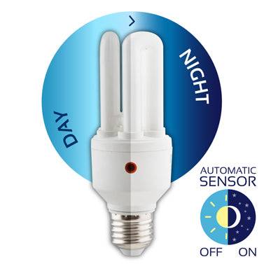 CFL D/Night Sensor 3U E27 11w CW Twin Pack