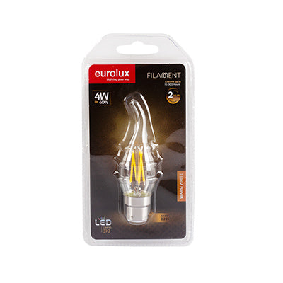 LED Candle Flame Filament B22 4w WW