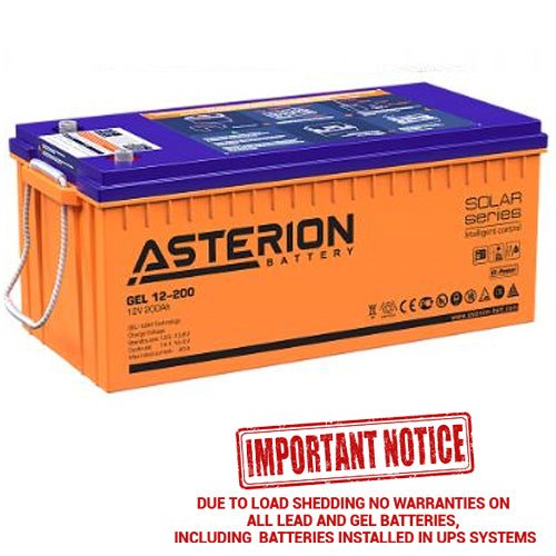 12v 200ah Agm Lead Acid + Gel Solar Battery C/w Lcd