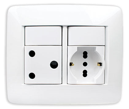 COMPLETE 4X4 SW SCHUKO PLUG AND SW RSA 3 PIN PLUG SLATE