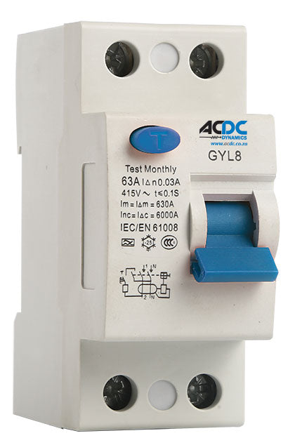 63Amp 30Ma 2P Din  Rcd No Overload