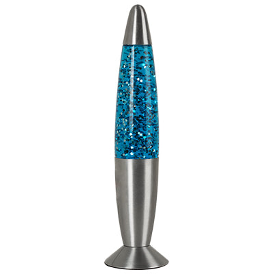13 Glitter Lamp Silver Metal Cap & Base Blue Water