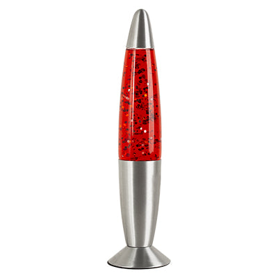 13 Glitter Lamp Silver Metal Cap & Base Red Water