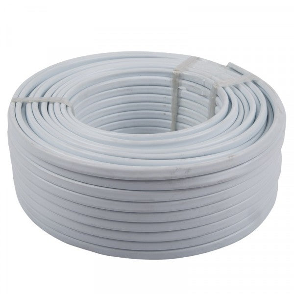 Cable Flat 2 Core+earth 1.5mm 100m White