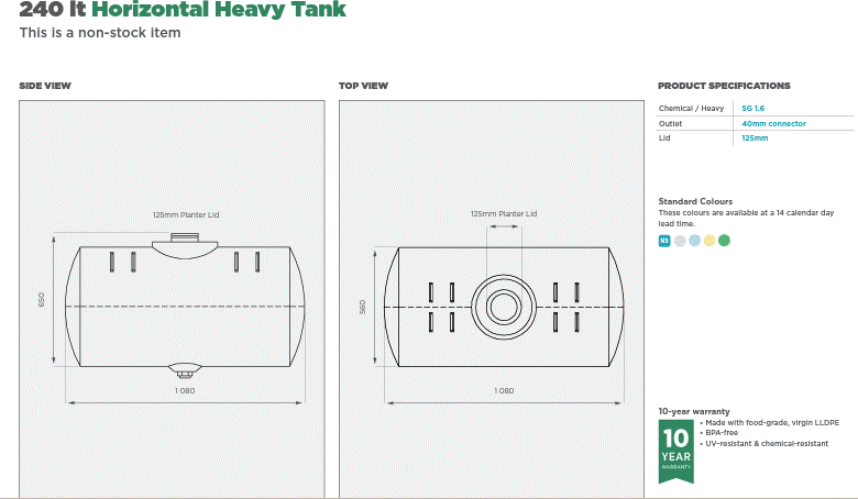 JoJo heavy chemical horizontal tank 240L