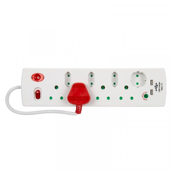 Nexus Multiplug 8 Way With Usb & Medium Level Surge Protector