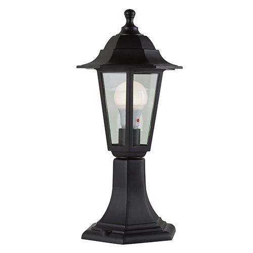 Plastic Lantern 6 Panel Pedestal Black