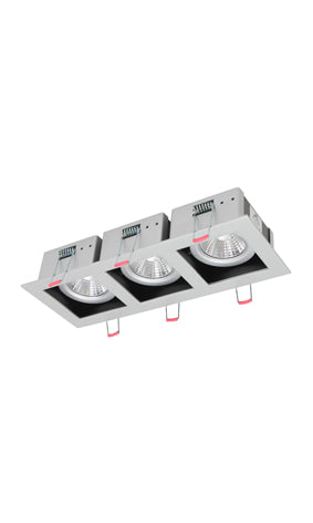 Xin Rectangular Downlight 3x6.5w Silver 3000K