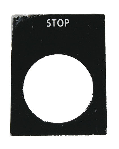 "Stop"  Aluminium Legend Plate Black