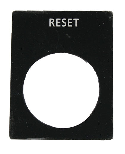 "Reset" Black Aluminium Legend Plate