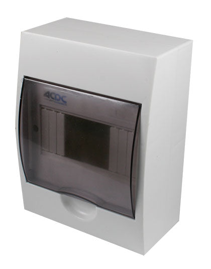 White DIN DB 6-Way Surface With Door And Tray