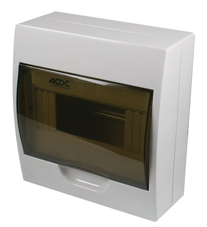White Din Db 8-Way Surface With Door And Tray