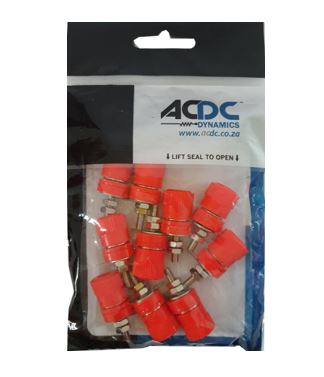 RED 16A 4mm BANANA SOCKET - M4/SOLDER/10
