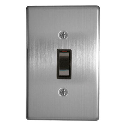 1-Lever 1-Way Switch 2X4 C/W Silver Steel Cover Plate