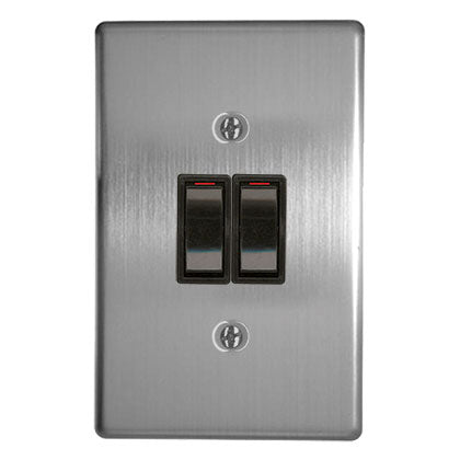 2-LEVER 1-WAY SWITCH 2x4 C/W SILVER STEEL COVER PLATE