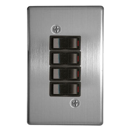 4-LEVER 1-WAY SWITCH 2x4 C/W SILVER STEEL COVER PLATE
