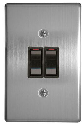 2-Lever 2-Way Switch 2X4 C/W Silver Steel Cover Plate