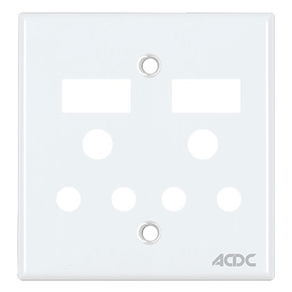 WHITE STEEL COVER PLATE FOR 4x4, 2 X16A SWITCH SOCKET