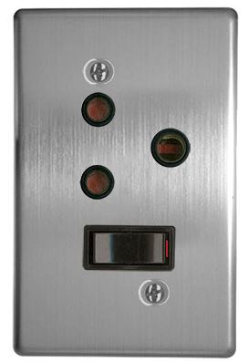 16A Switched Socket  2X4 C/W Silver Steel Cover Plate