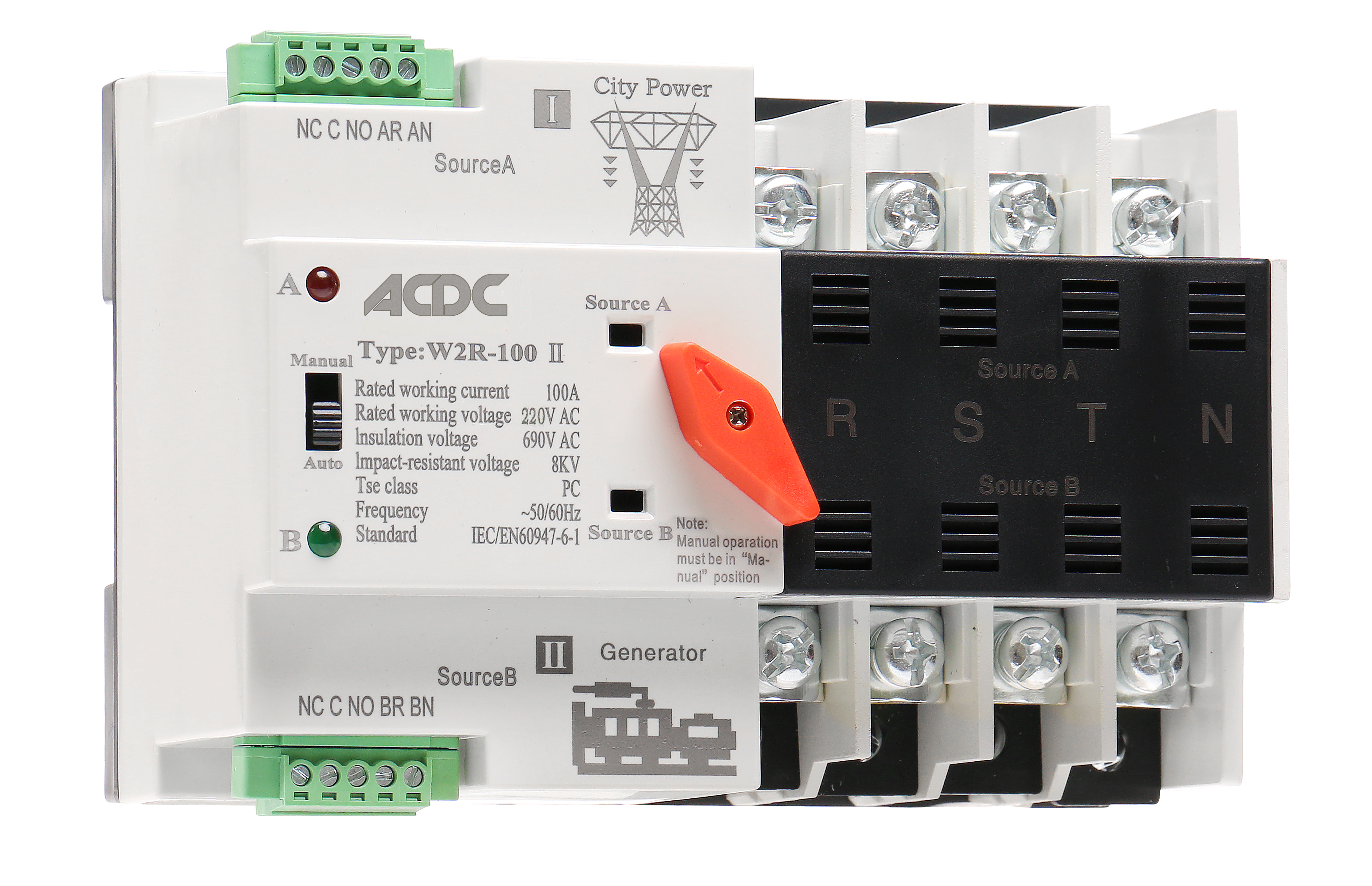 MOTORISED Changeover SWITCH / ATS 4 POLE 100A 230V MOTOR