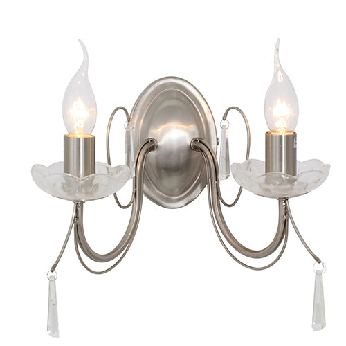 W/Light 2LT Satin Chrome & Crystals